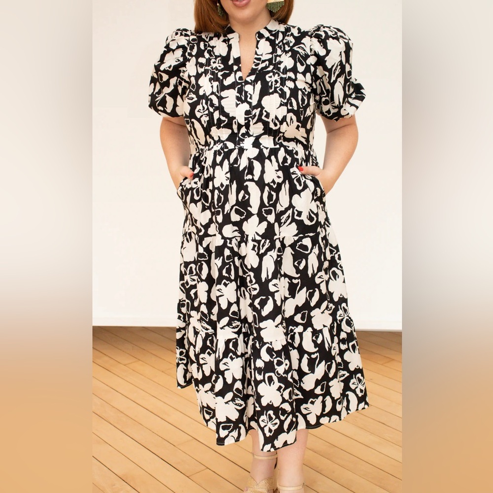 Pinch Black and White Puff Sleeve dress